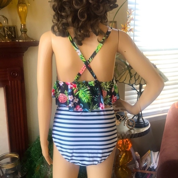 Brand New Two-Piece High-Waisted Tropical Swimsuit - Picture 2 of 13